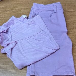 Girls Lavender Ruffle Sleeve Top and Shorts Size 14/16